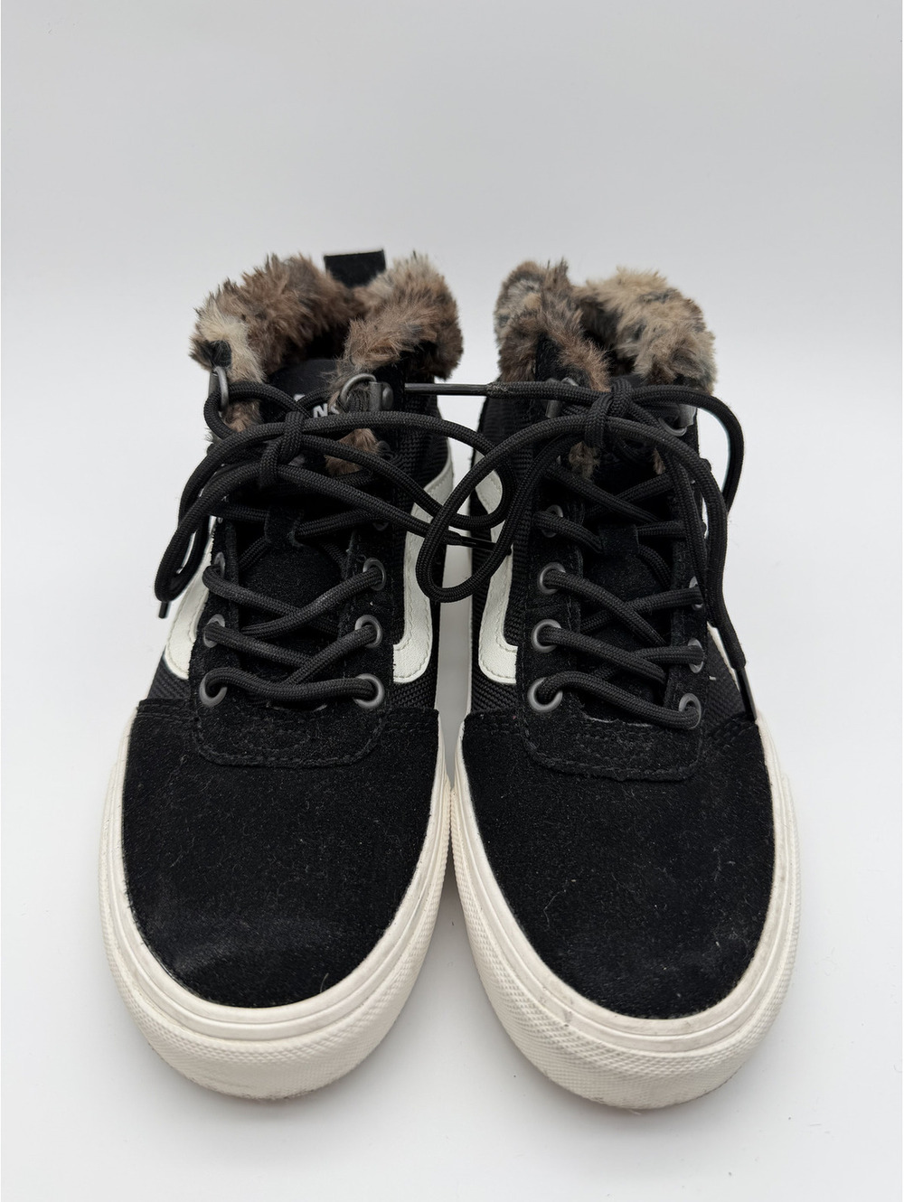 Vans Women's Black Suede and Canvas Fur Lined High Top Sneakers Size 6
